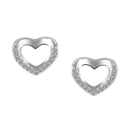 Boucels d'oreilles pour femme en argent 925, coeurs, zircons