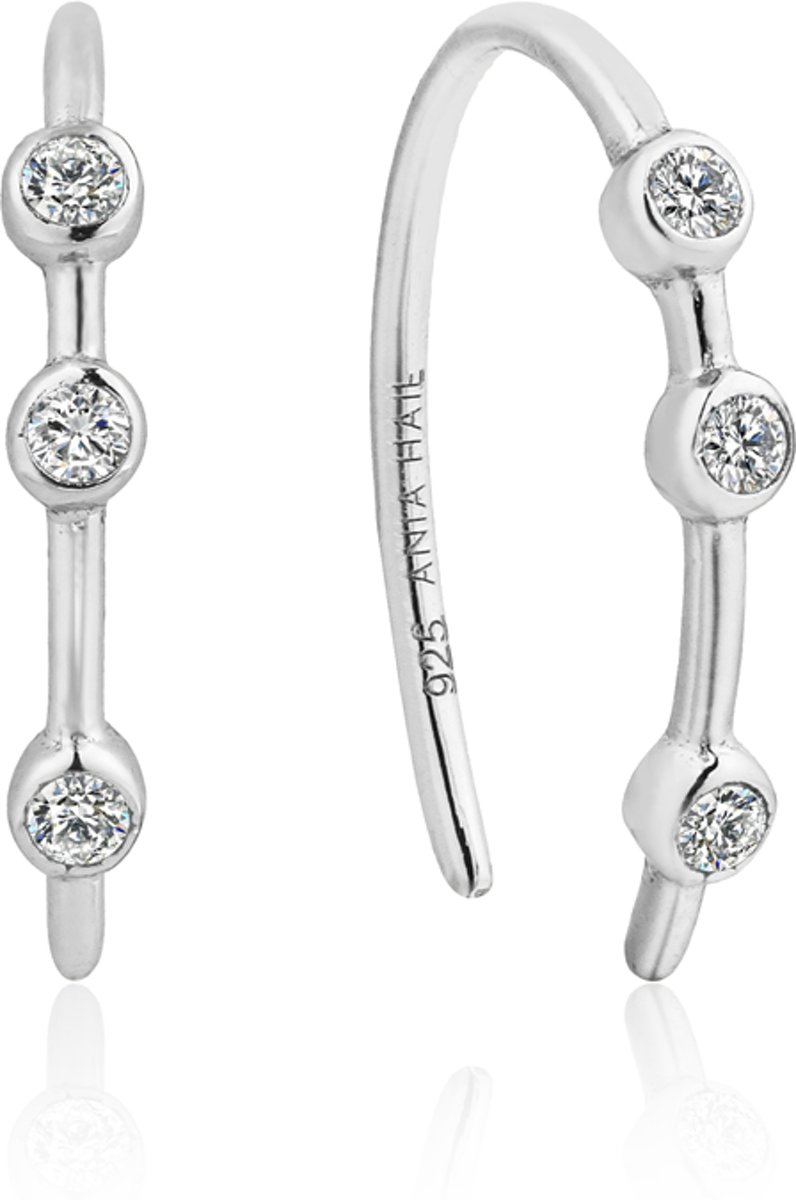 Boucle d'oreille argent 925, 3 pierres