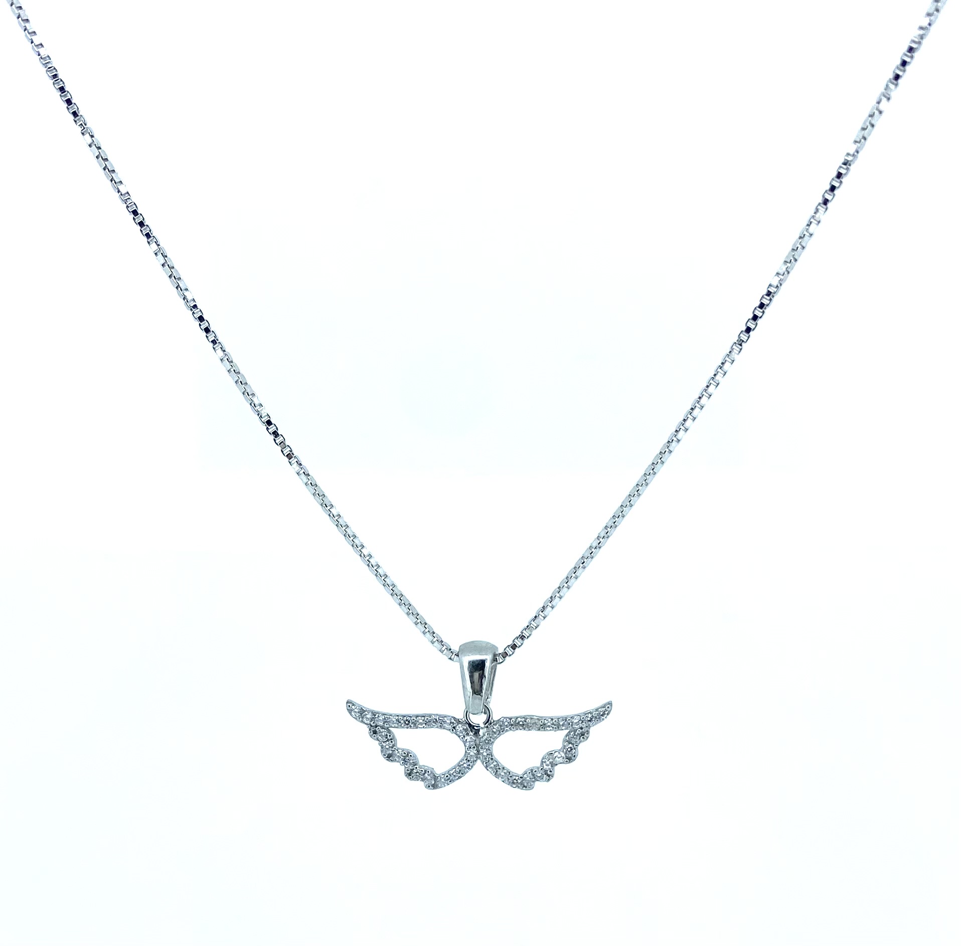 Pendentif pour femme en argent 925, ailes, cubic zirconium