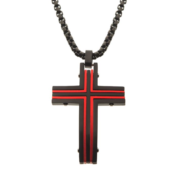 Pendentif pour homme en stainless, croix - SSP17834RNK - Inox