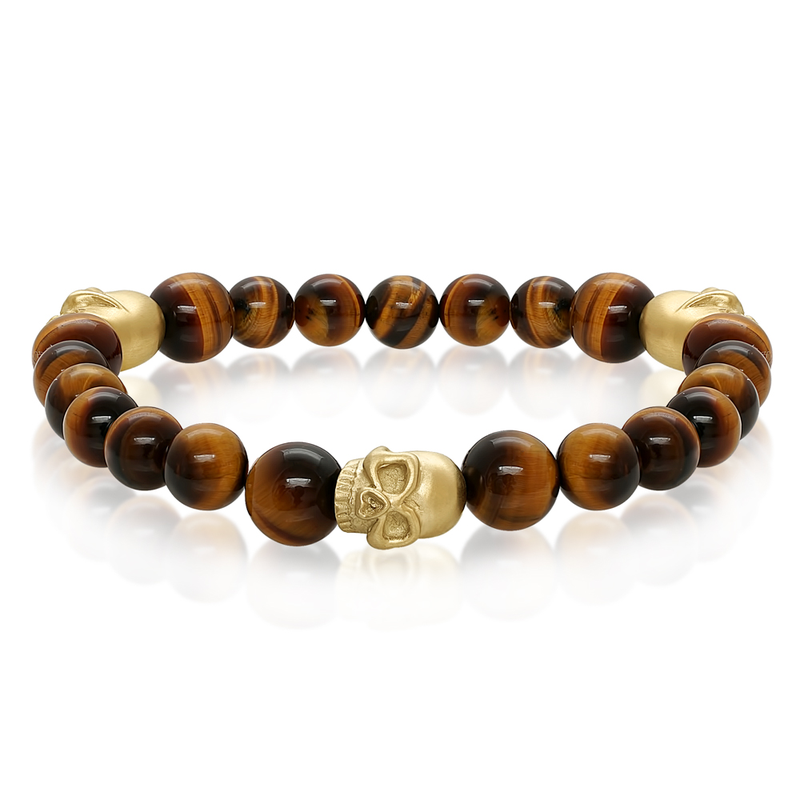 Bracelet stainless, billes, tête de mort