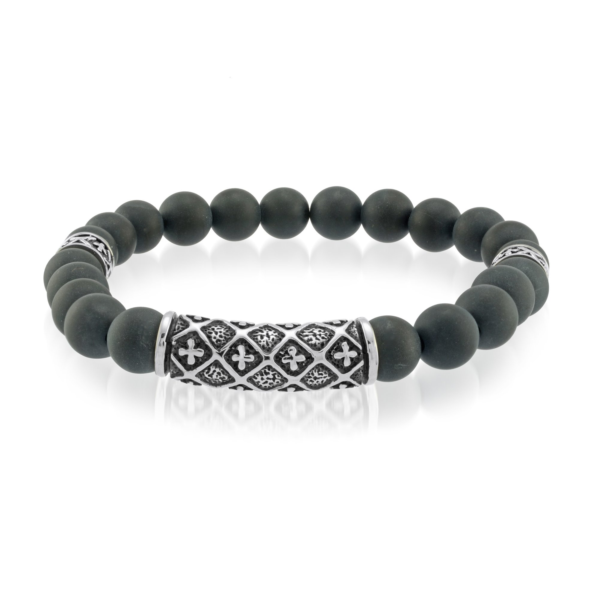 Bracelet élastique pour homme en stainless, billes