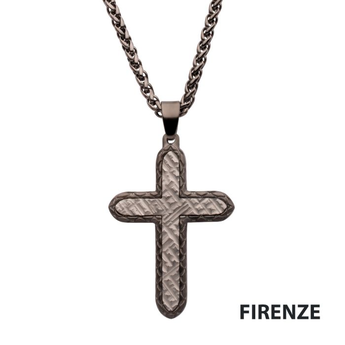 Pendentif pour homme en stainless, croix - SSP661GMNK - Inox