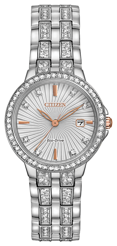 Montre pour femme en stainless, cubic zirconium, Eco-Drive - EW2340-58A - Citizen