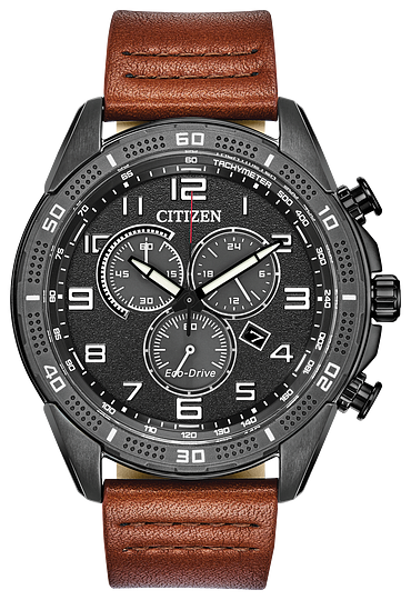 Montre pour homme en stainless, bracelet de cuir, eco-drive, 10ATM