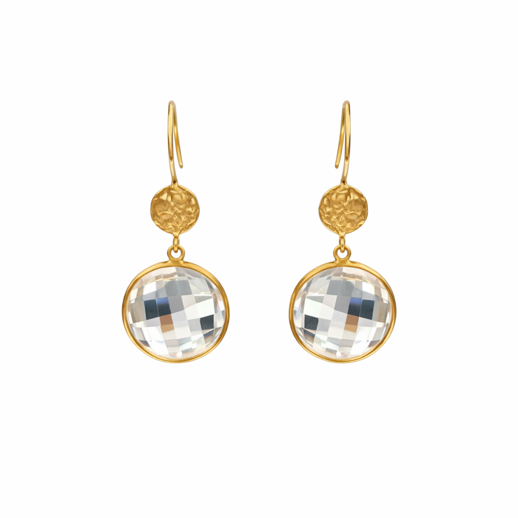 Boucles d'oreilles pour femme en or 14k, topazes blancs - 503R1A1H - BCouture