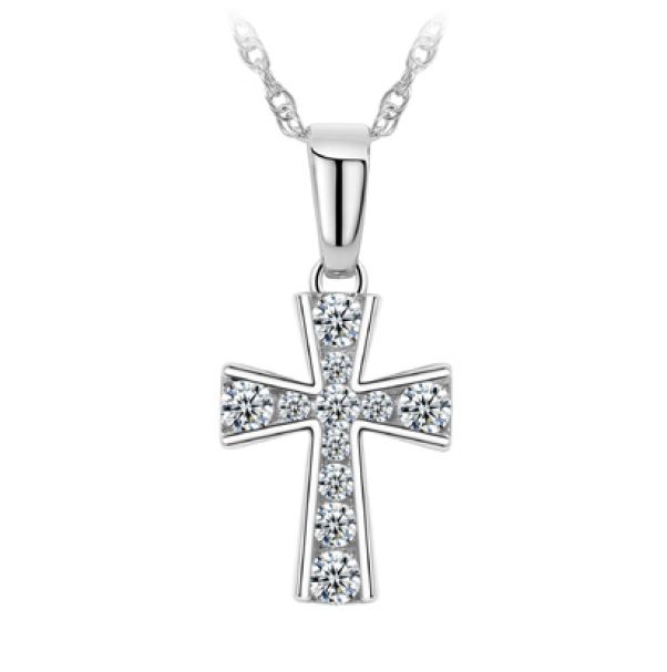Pendantif en argent 925, croix, zircons - L69P - Legend