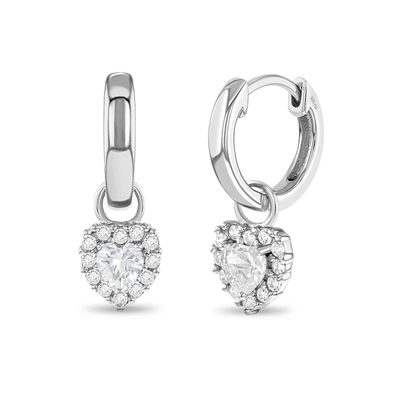 Boucles d'oreilles pour enfant en argent 925, cubic zirconium, coeurs - SS-03-00995 - In Season Jewelry