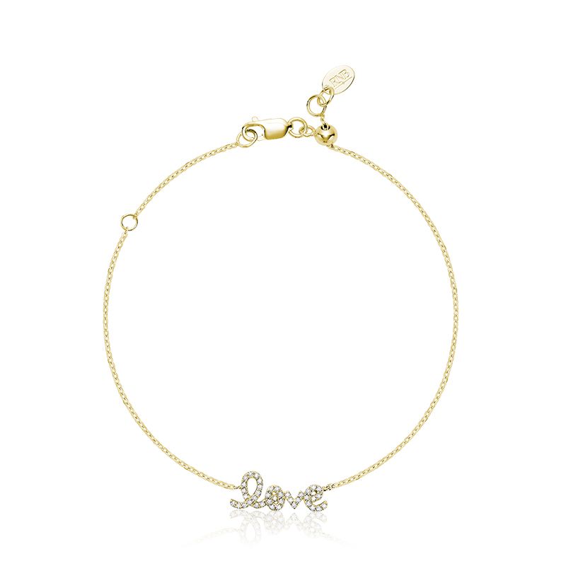 Bracelet or 10K, 40 diamants pour 11 points total, love