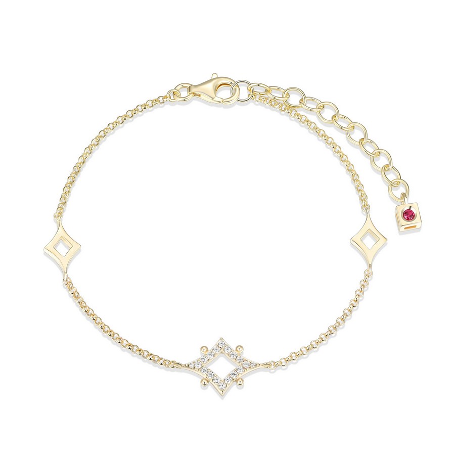 Bracelet pour femme en argent 925, cubic zirconium, losange