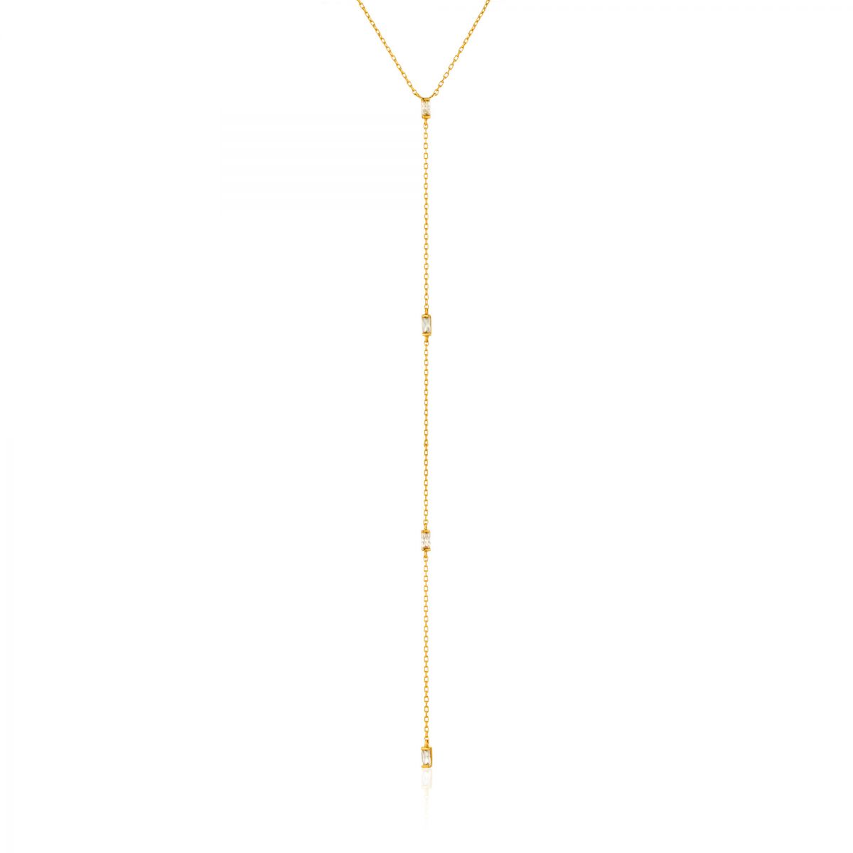 Collier pour femme en argent 925, 4 pierres coupe 'baguette'