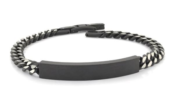 Bracelet pour homme en stainless, gourmette, plaque