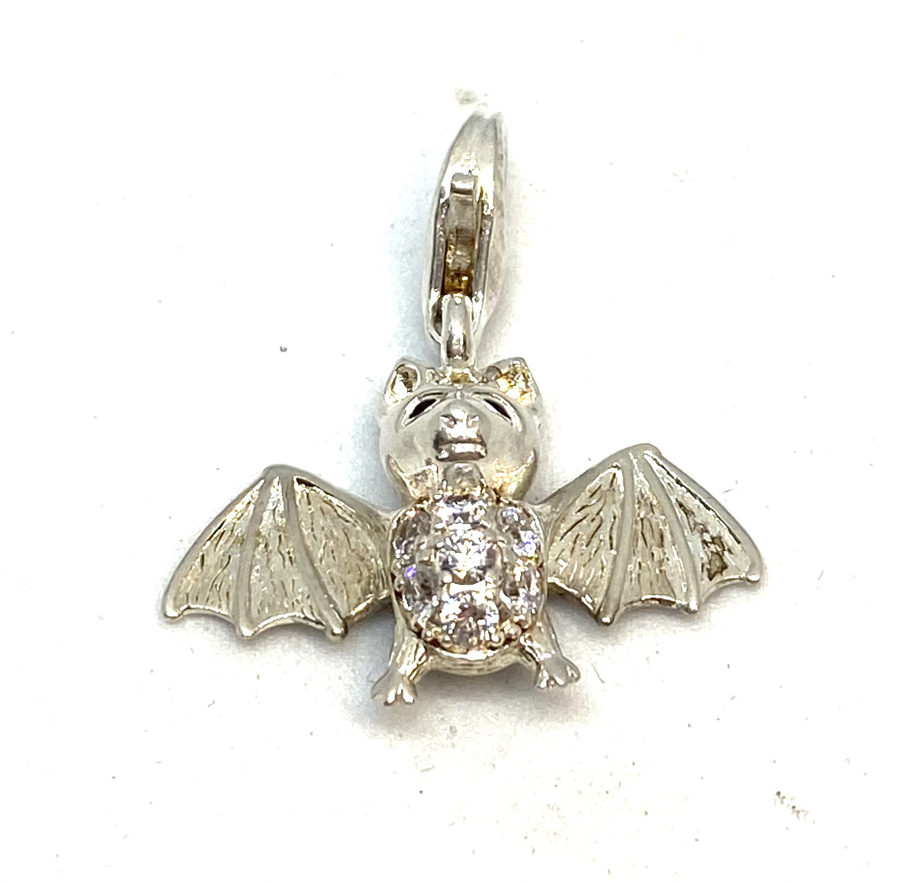 Breloque en argent 925, chauve souris, cubic zirconium