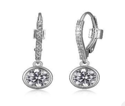 Boucle d'oreille argent 925 garnies de pierres, crochet