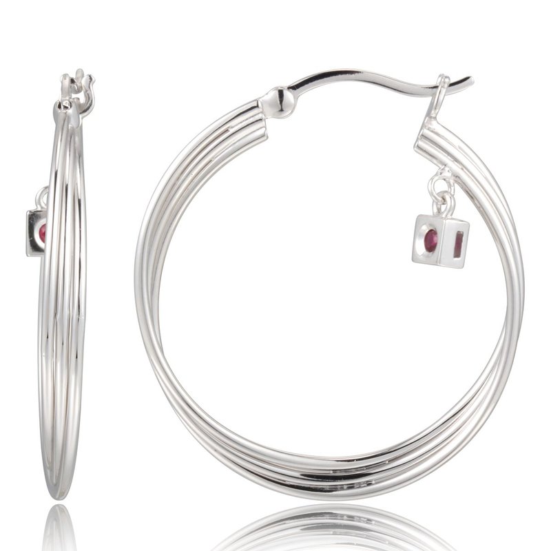 Boucle d'oreille argent 925 35MM, 3 anneaux unies 