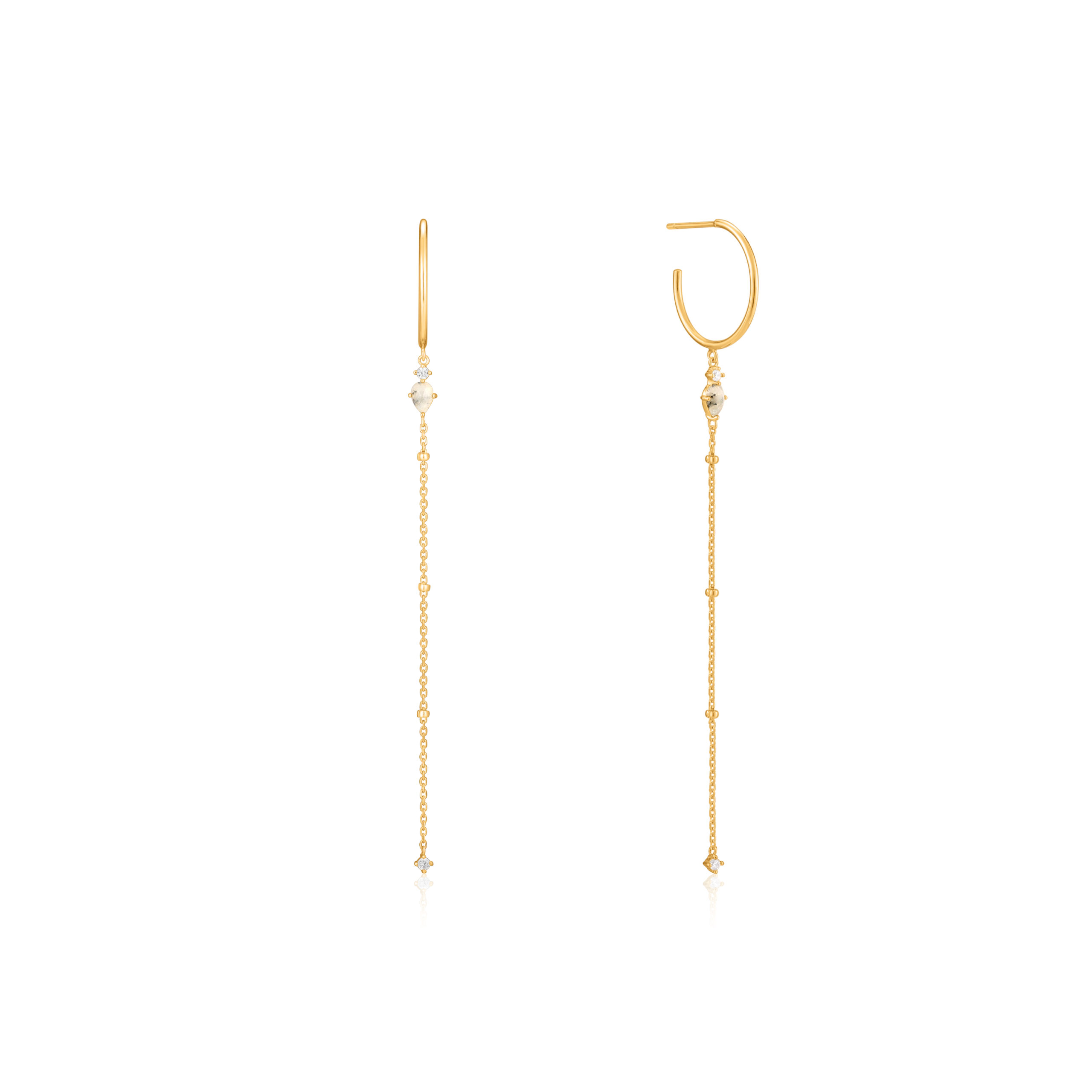 Boucles d'oreilles argent 925, 1 pierre verte et 1 pierre blanche