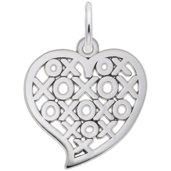 Pendentif en argent 925, coeur xoxoxo