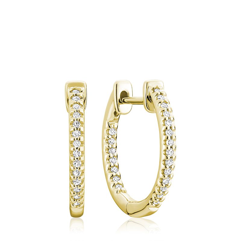 Boucles d'oreilles pour femme en or 10K, 42 diamants I-1 H/I pour 0.12 carat