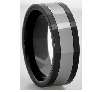 Bague stainless, bande argent