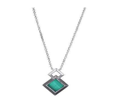 Pendantif argent 925, pierre carrée