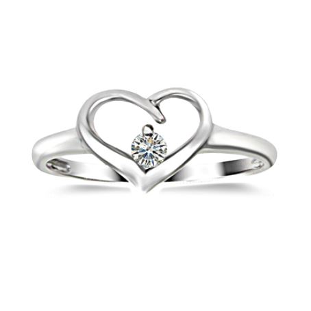 Bague argent 925, coeur, 1 pierre