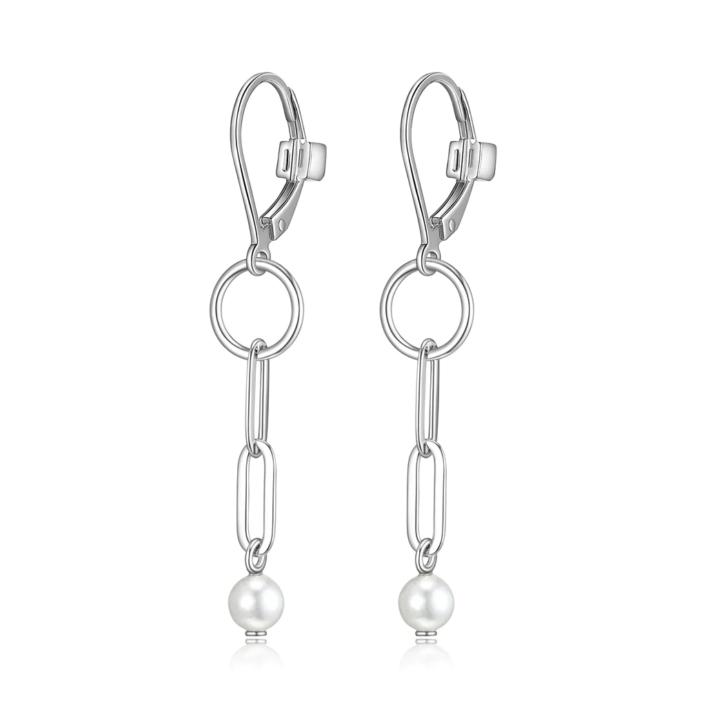 Boucles d'oreilles pour femme en argent 925, perles, crochets