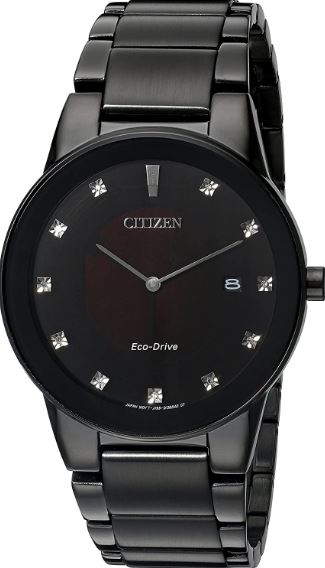 Montre homme, stainless, eco-drive, 11 diamants