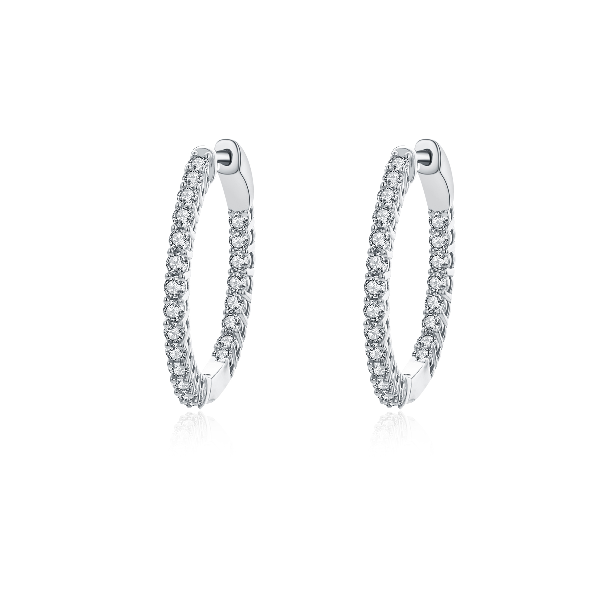 Boucles d'oreilles pour femme en argent 925, cubic zirconium, 20mm - BO-LUCIE-S - Pinkalie