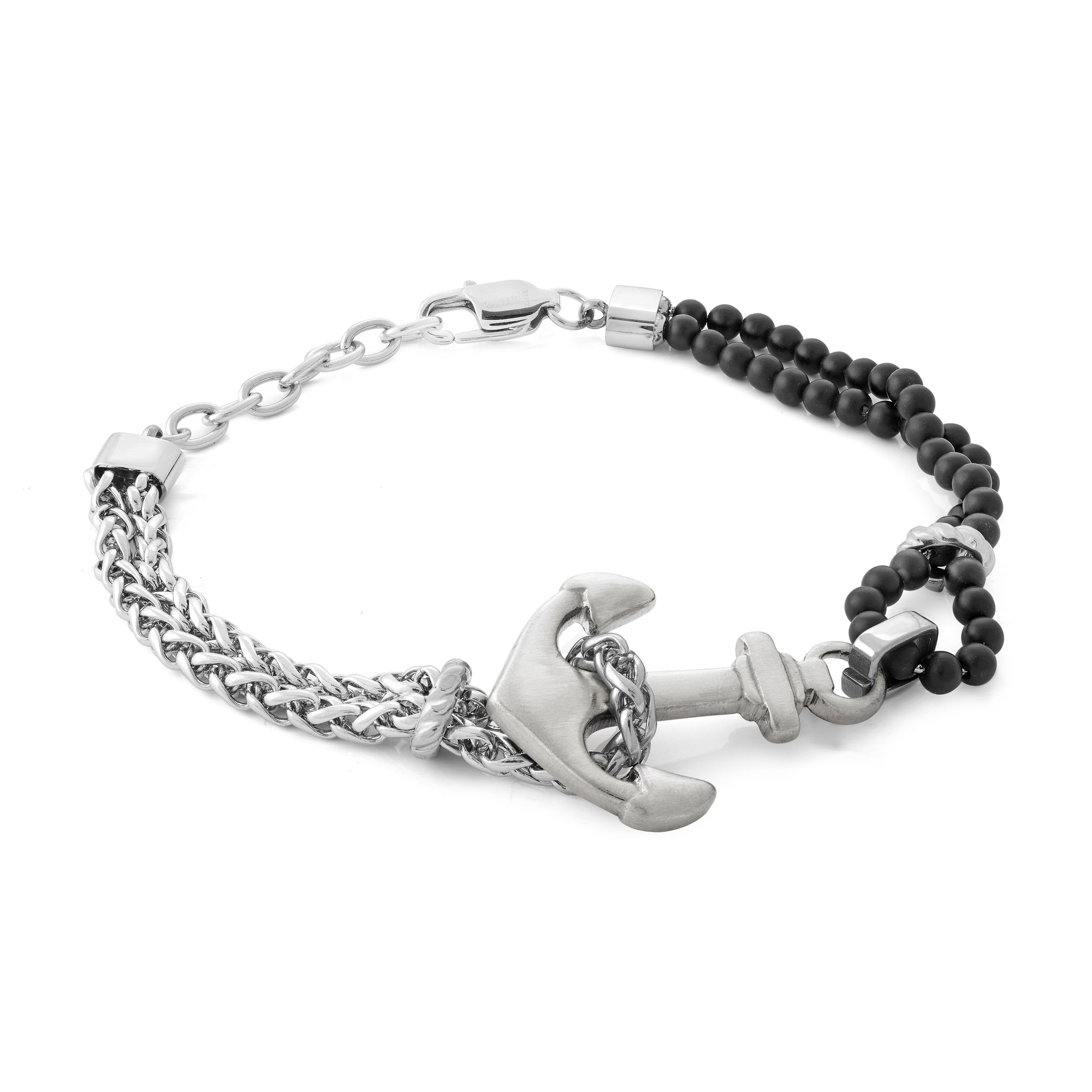 Bracelet double pour homme en stainless, ancre