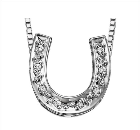 Pendentif or 10K, fer à cheval, 8 diamants pour 6 points total