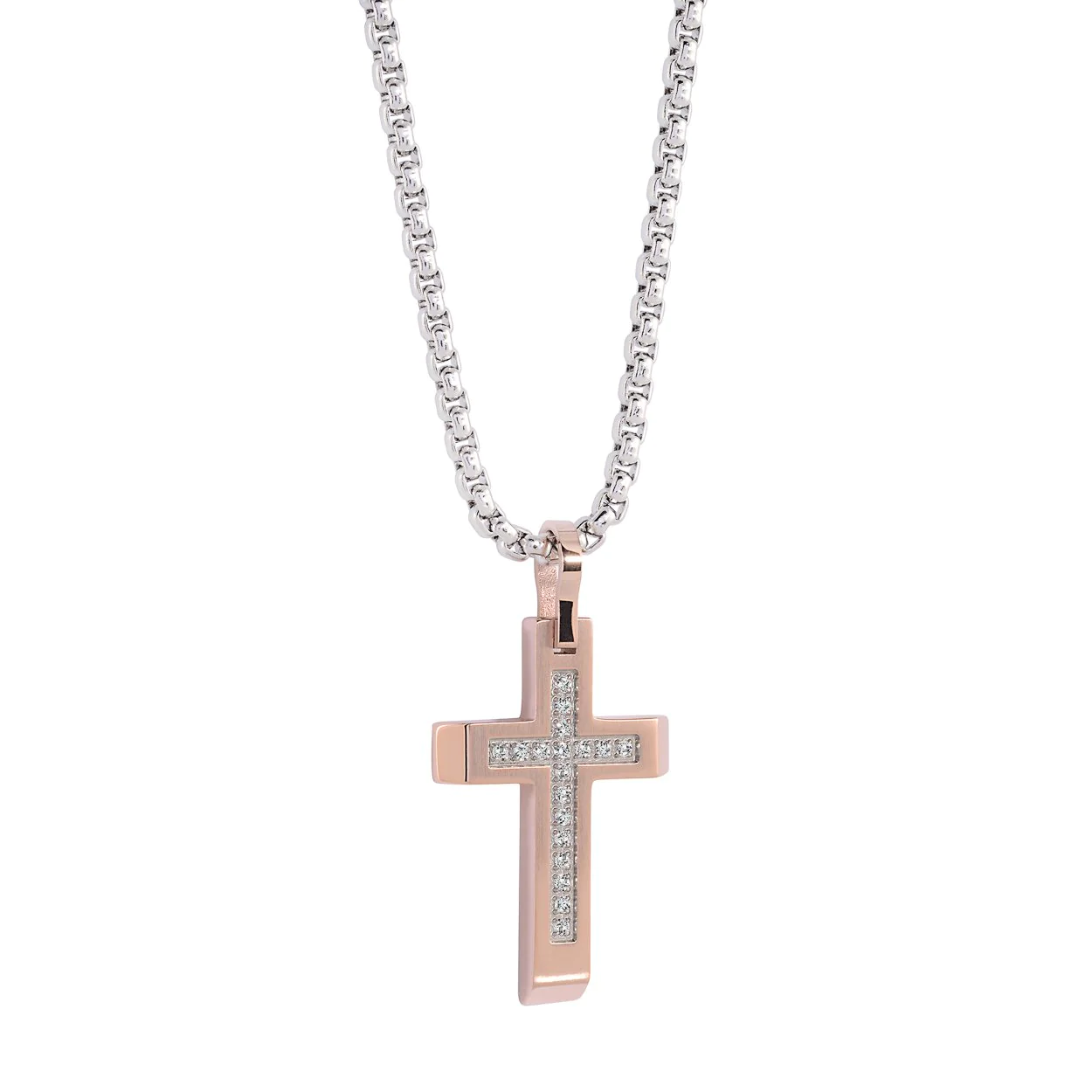Pendantif en stainless, croix, cubic zirconium - SC40 - Italgem