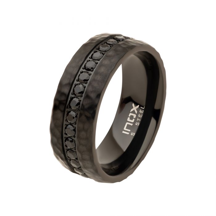Bague pour homme en stainless, cubic zirconium - FR124K-09 - Inox