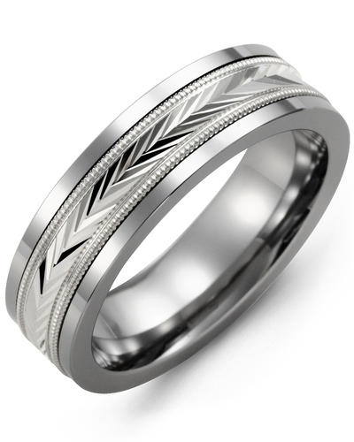 Bague pour homme en or 10k et tungstène