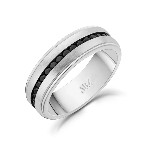 Bague pour homme en stainless, zircons noirs - SSR29-9 - Arezzo