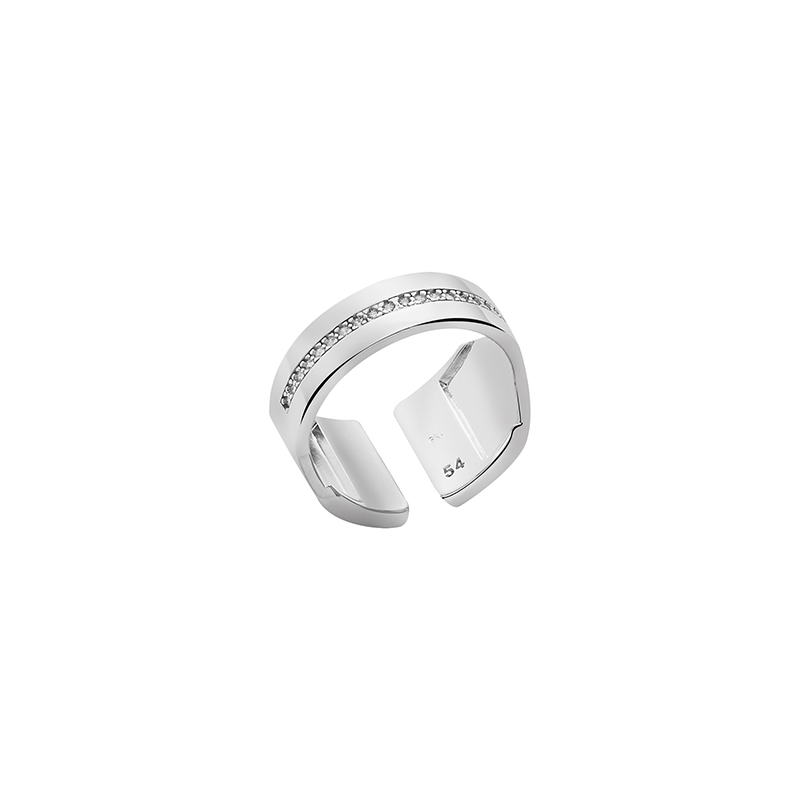 Bague pour femme en brass, 12mm, bandeau, zircons