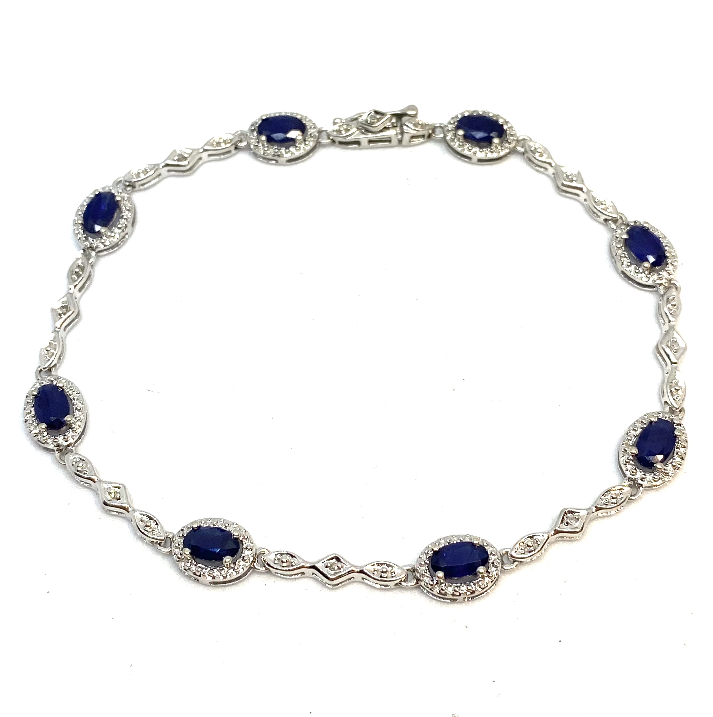 Bracelet pour femme en or 10K, 8 diamants pour 0.024 carat, 8 saphirs pour 2.3 carat