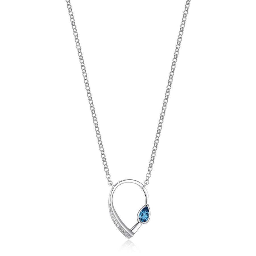 Pendentif pour femme en argent 925, topaze bleu, cubic zirconium