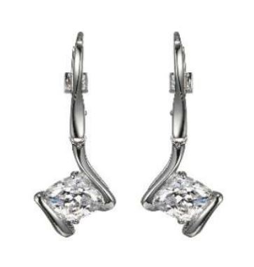 Boucles d'oreilles pour femme en argent 925, zircons, crochets