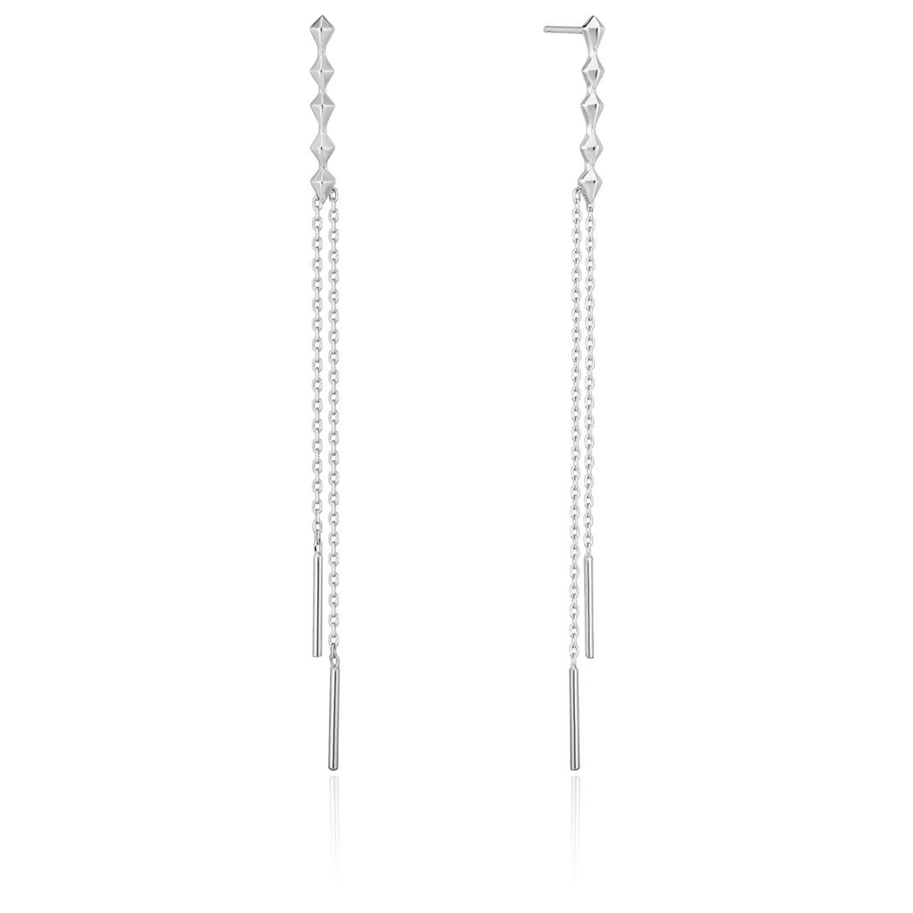 Boucles d'oreilles argent 925, 5 losanges, 2 chainettes