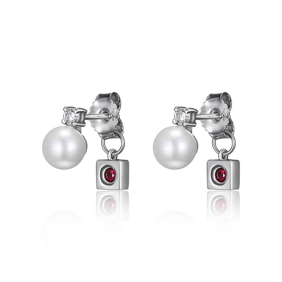Boucle d'oreille argent 925, perles, stud