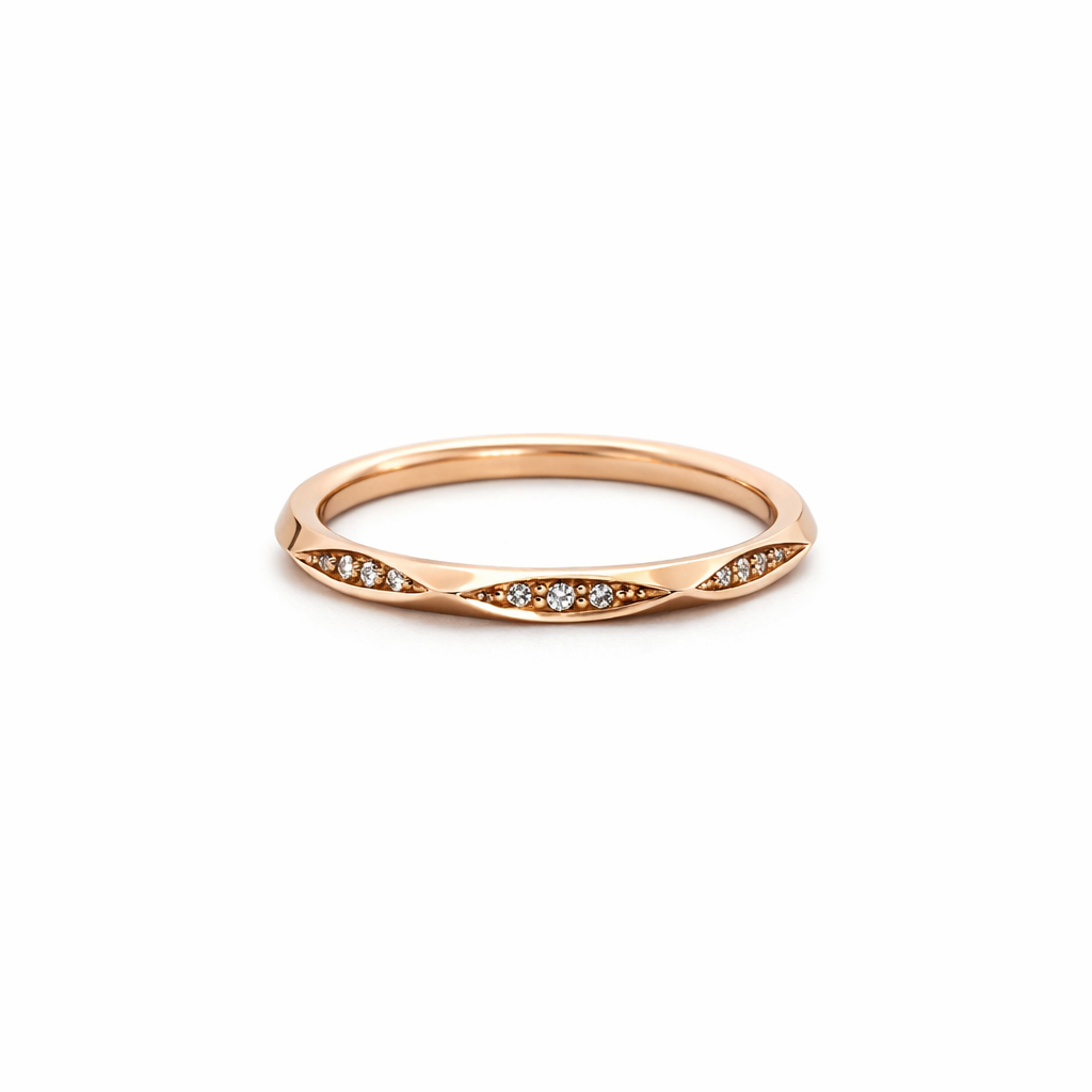 Bague pour femme en or 14k, 9 diamants naturels pour 0.04 carat - BG0160 - Divers