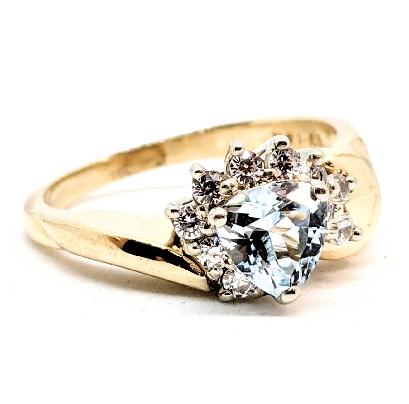 Bague or 10K-14K, topaz bleu et pierres synthétiques