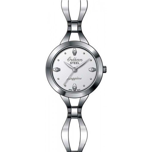 Montre pour femme en stainless, verre saphir, 4 pierres