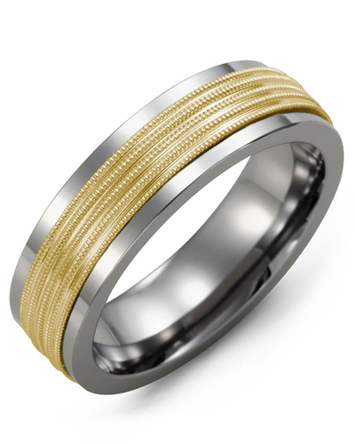 Bague pour homme en or 10k et tungstène