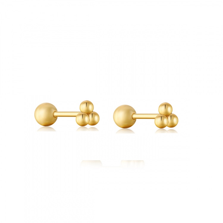 Boucles d'oreilles vissées pour femme en argent 925, 3 boules