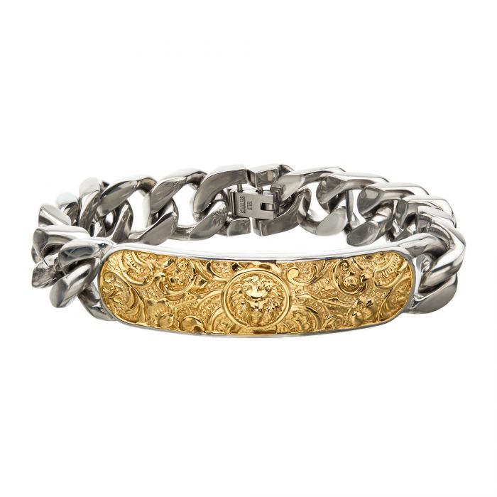 Bracelet pour homme en stainless, tête de lion