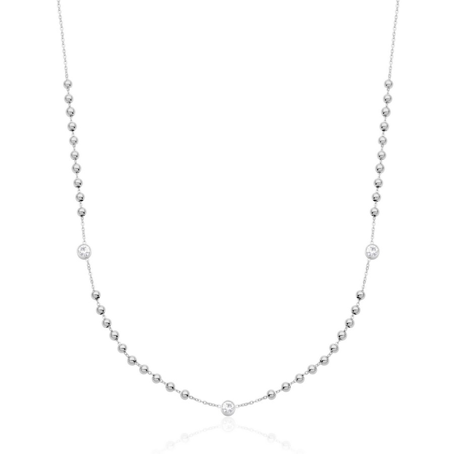 Collier pour femme en stainless, zircons, boules