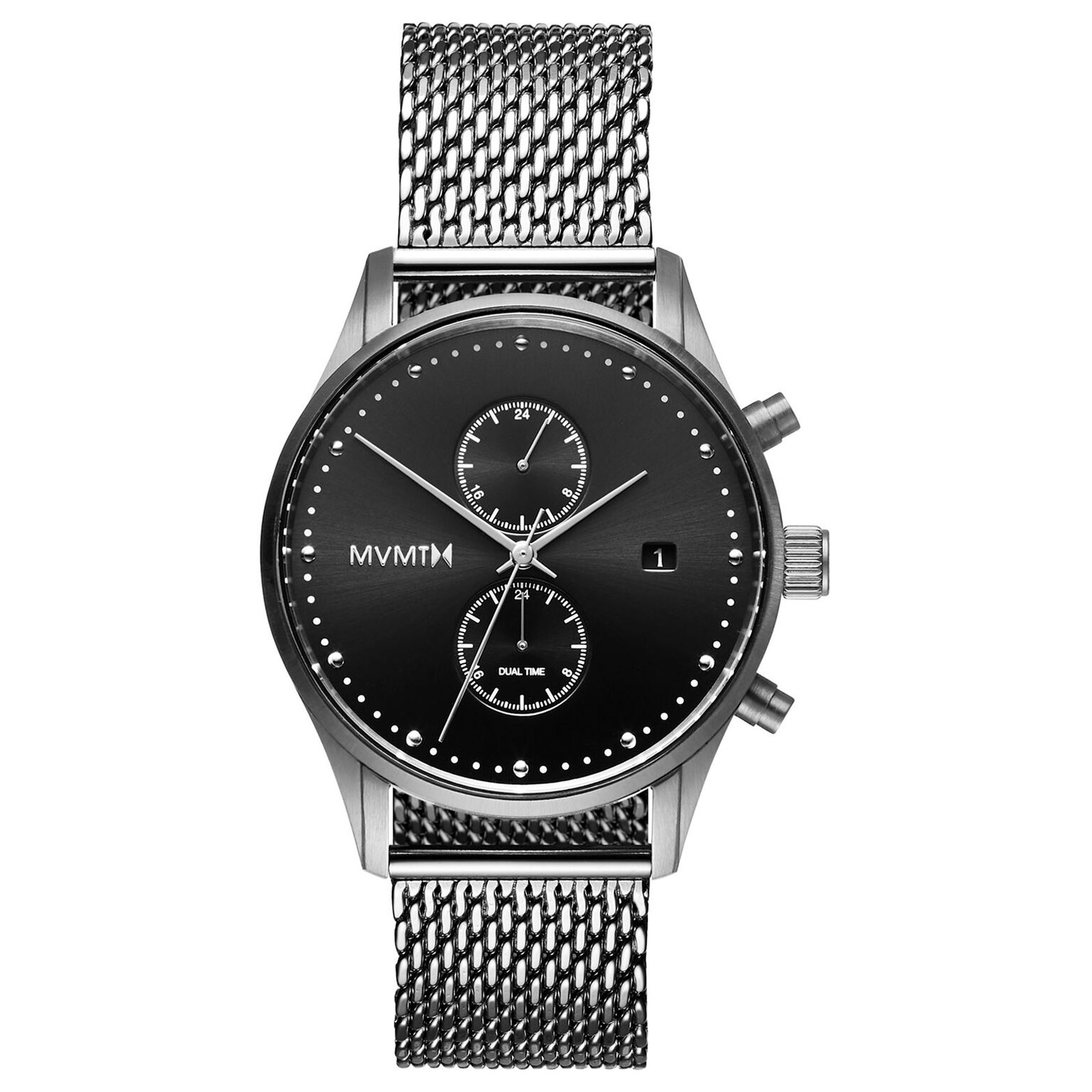Montre stainless, bracelet mèche, 10ATM, chrono