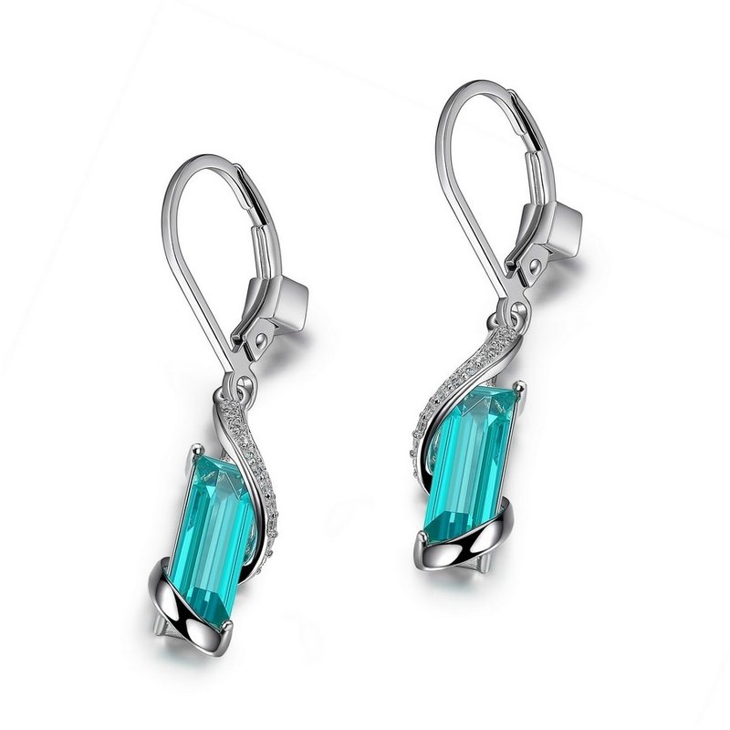 Boucle d'oreille argent 925, pierres rectangles