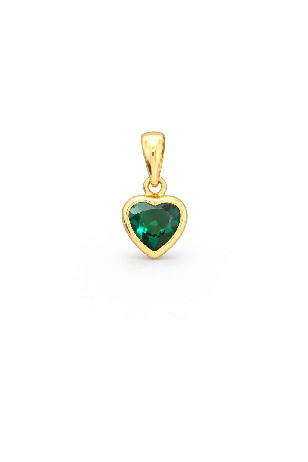 Pendentif pour enfant en or 10k, pierre de naissance, coeur - NU-6-P-MAI - Lune Argent